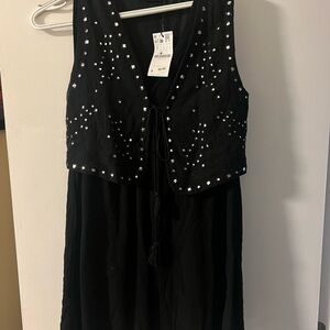 Stradivarius Black Dress with Studded Detail